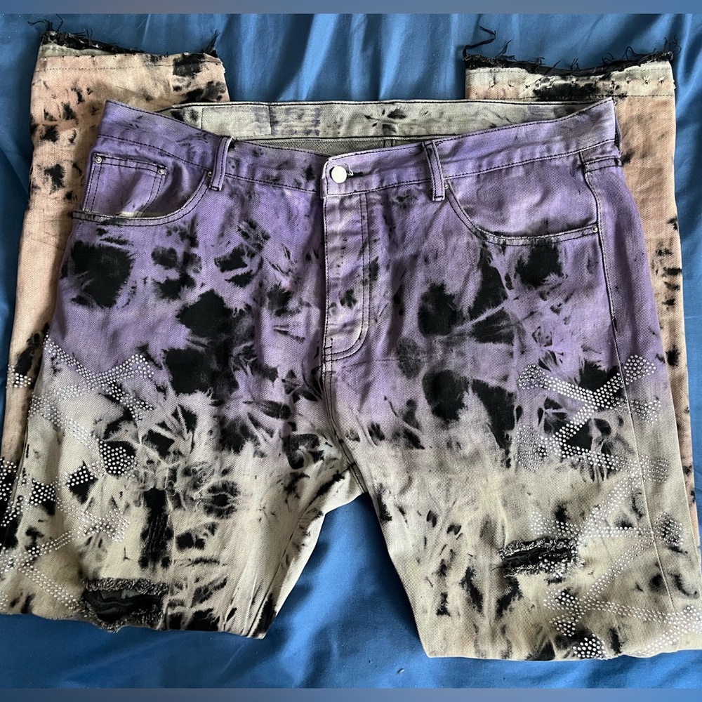 Mnml Swarovski Crossbones Acidwash Jeans Size 40 NEED GONE ASAP